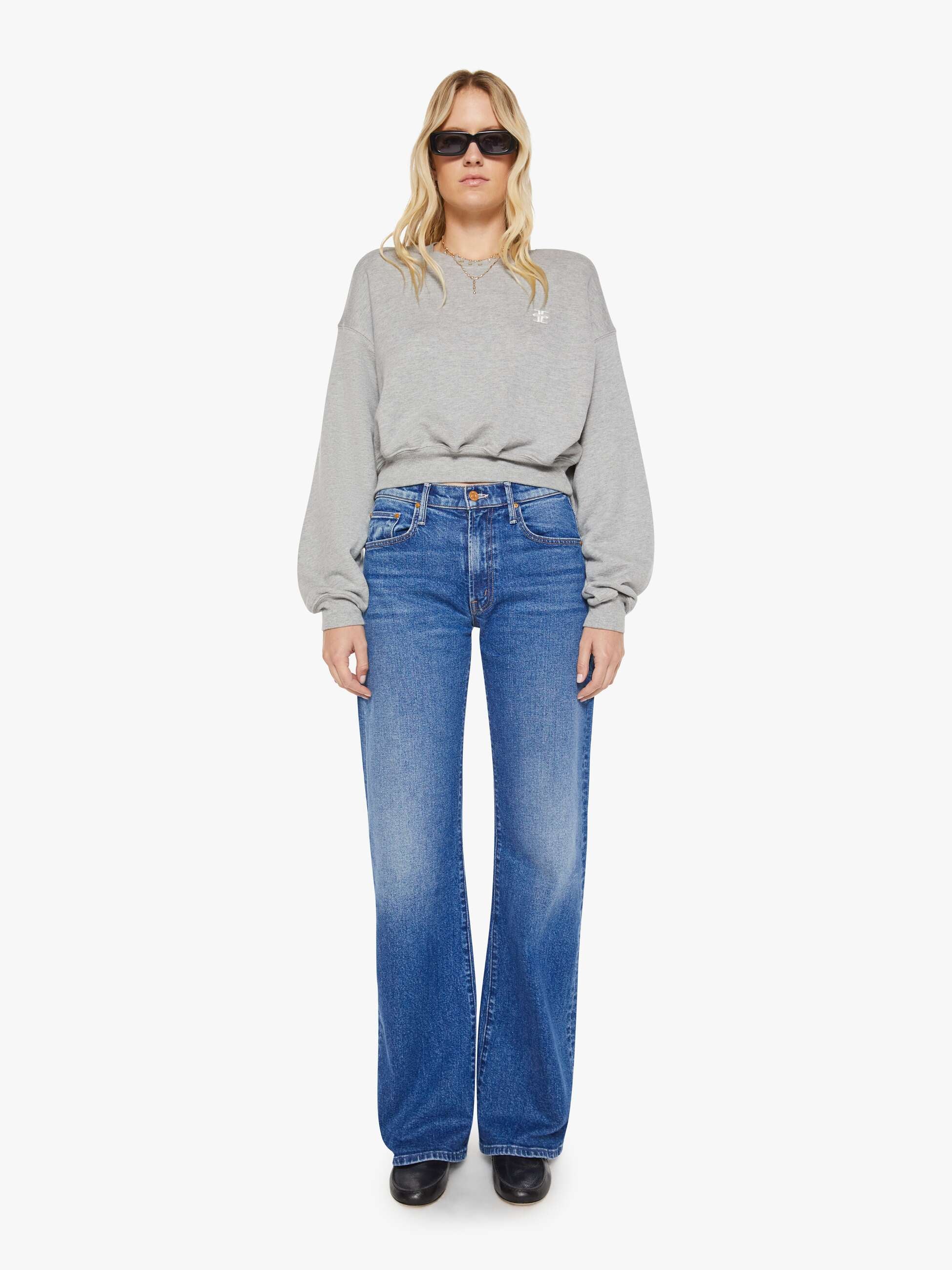 Eterne Cropped Crewneck Sweatshirt - Heather Grey - Image 5