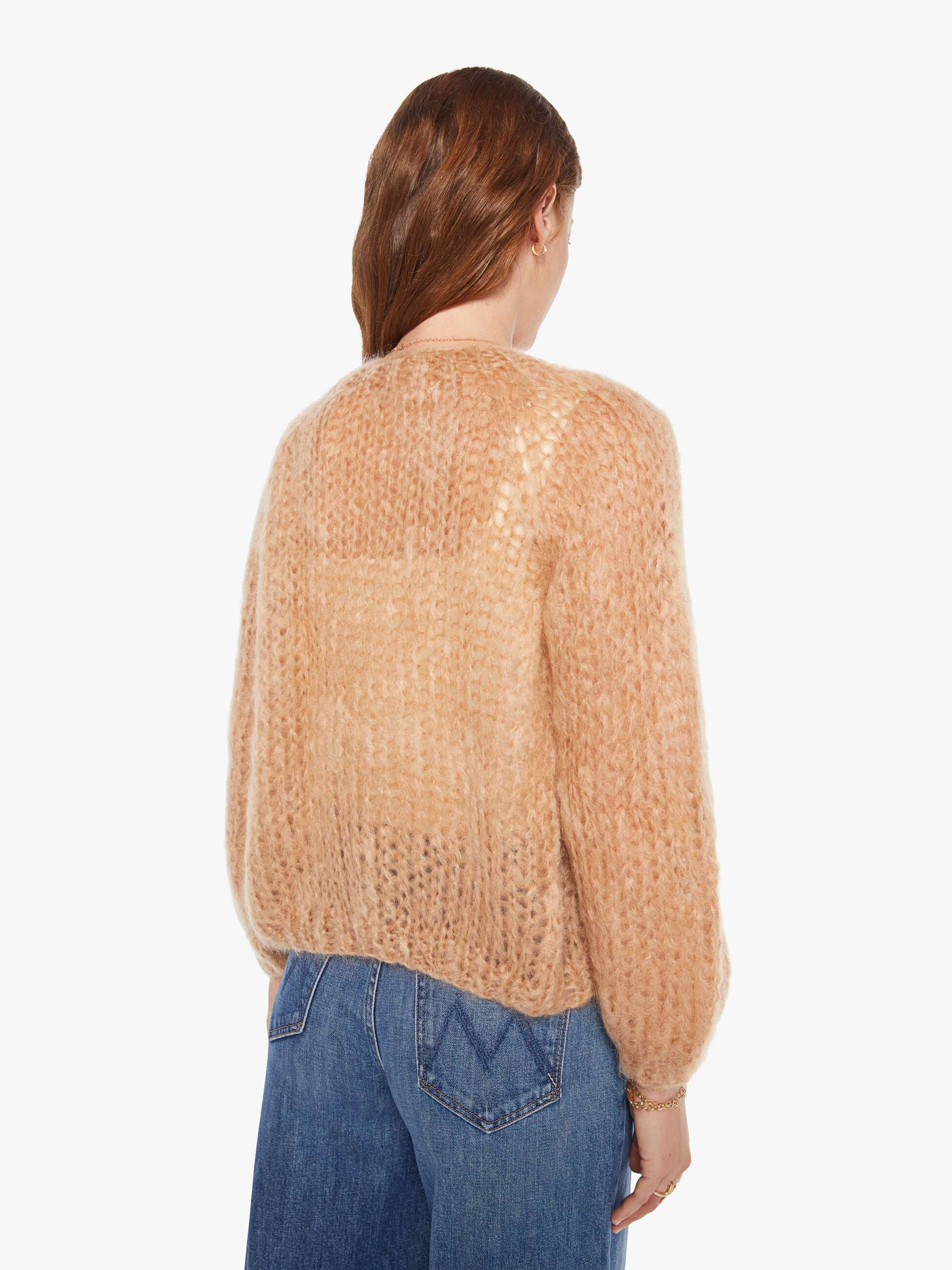 Maiami Mohair Puffy Sleeve Small Cardigan - Camel - Image 4