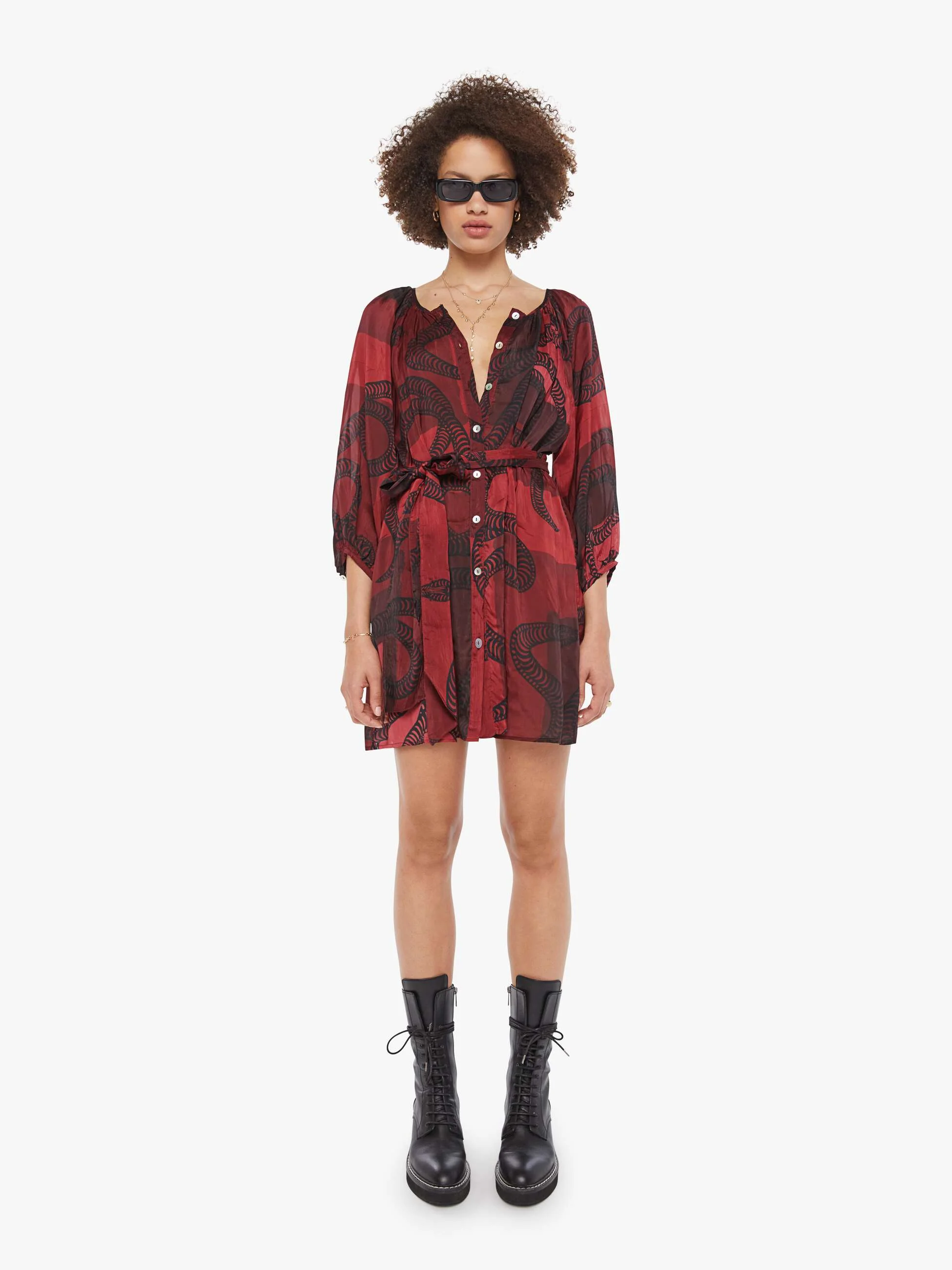Natalie Martin Alex Short Dress - Ament Snake Oxblood
