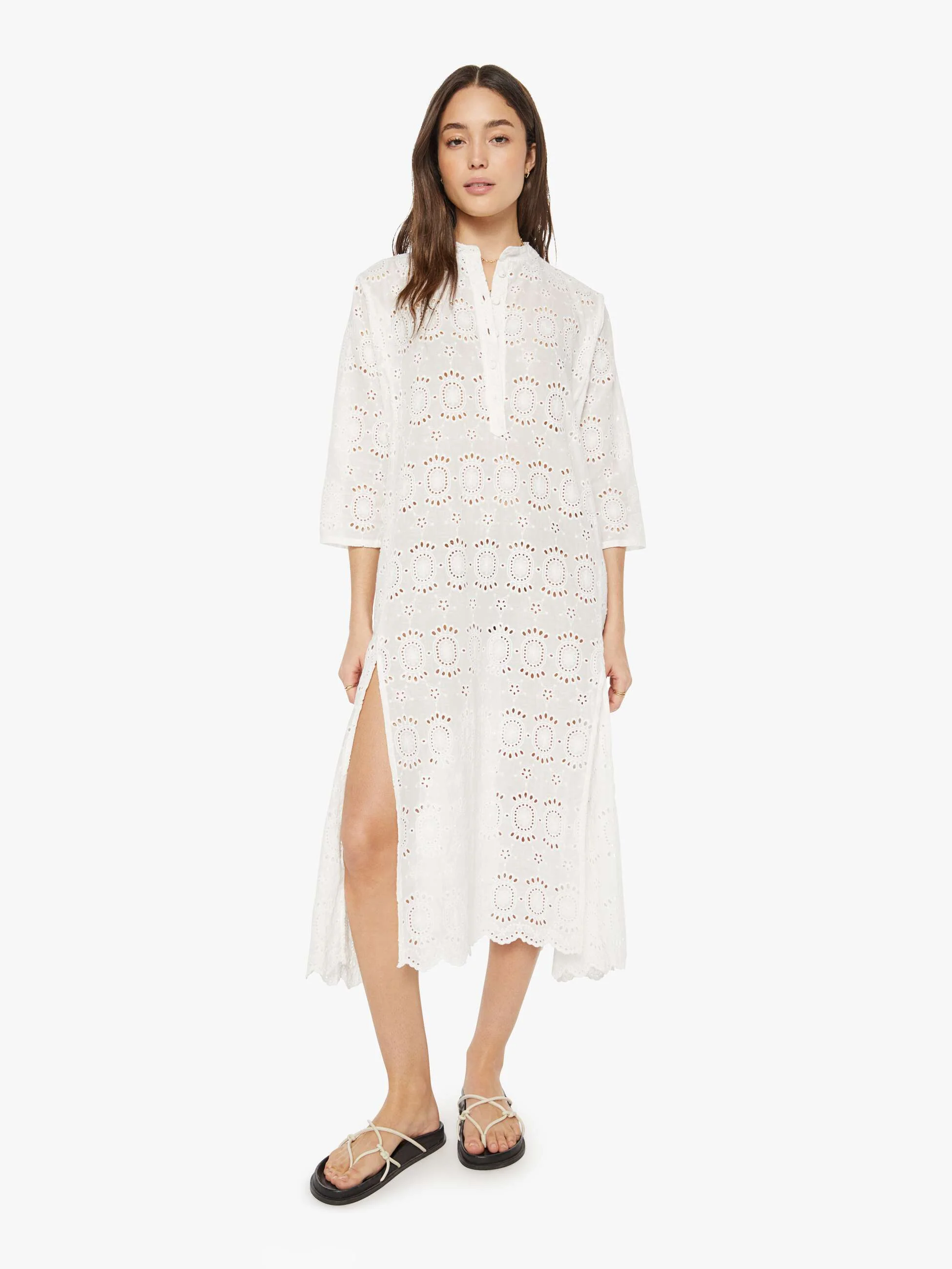 Natalie Martin Isobel Dress - Medallion Embroidery Salt