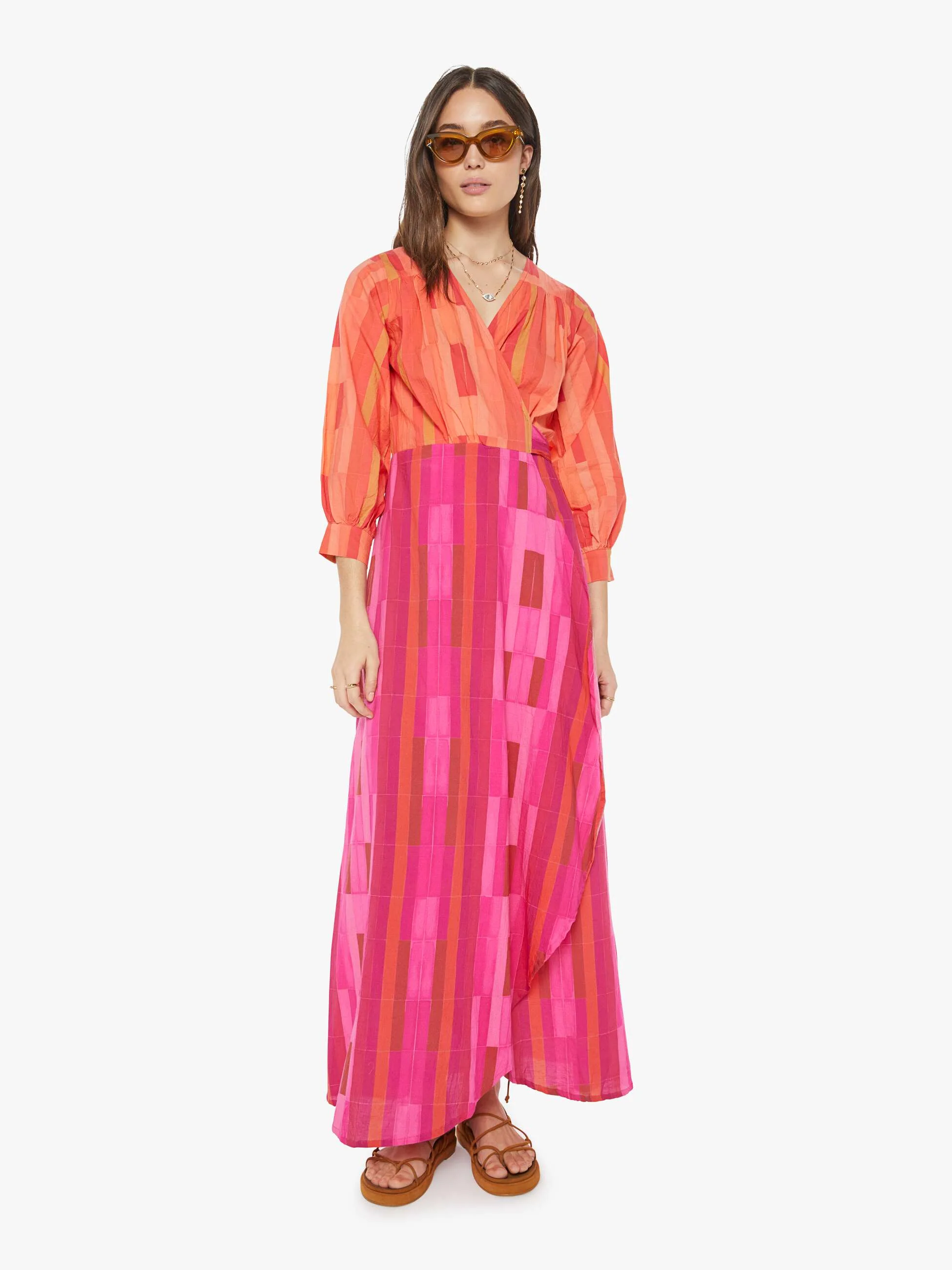 Natalie Martin Kate Long Sleeve Dress - Sea Glass Coral Pink Combo