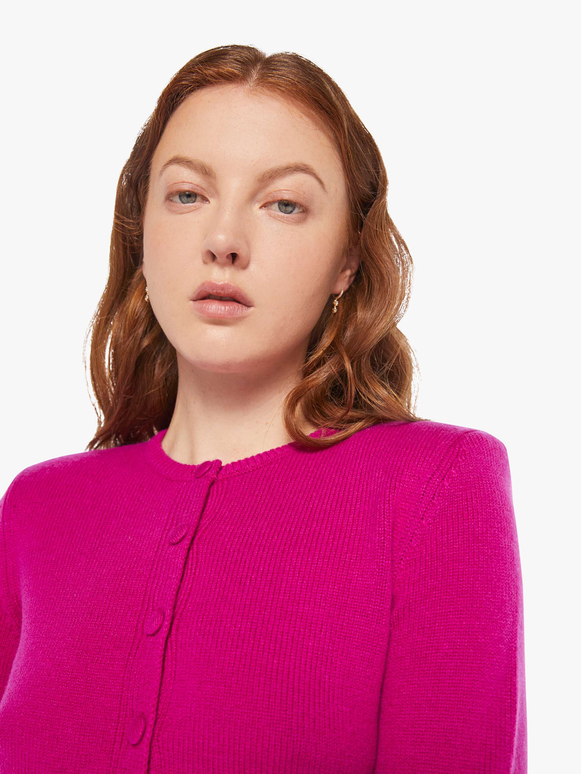 SABLYN Emilia Shoulder Pad Cardigan - Magenta - Image 6