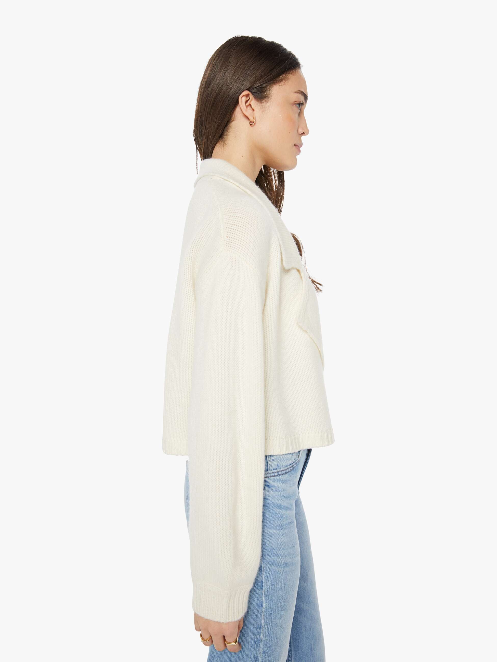 SABLYN Tyra Relaxed Collared Cardigan - Gardenia - Image 3