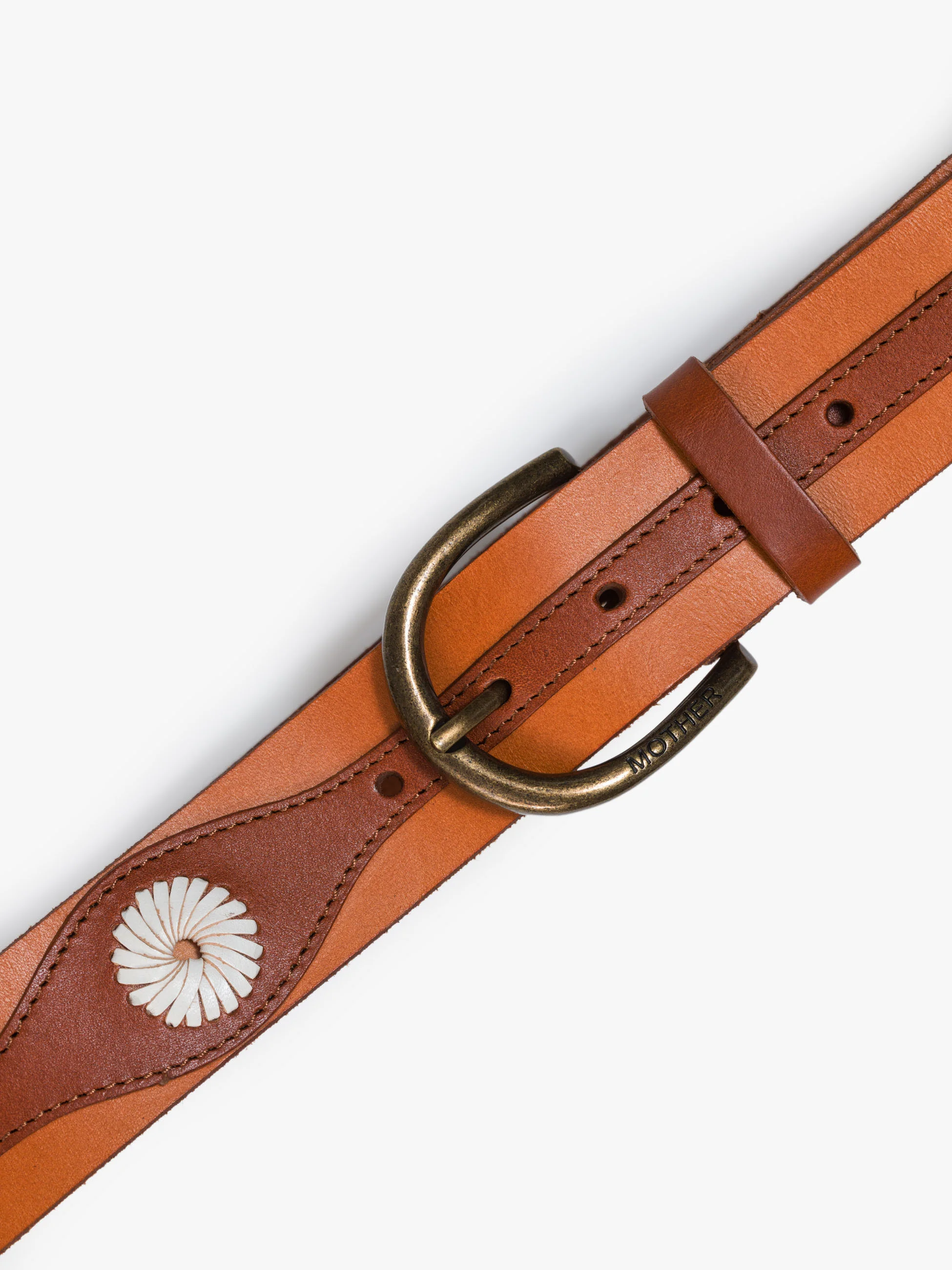 The 2 Tone Leather Belt - Natural And Cognac - Image 6